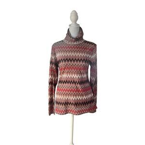 Misa Los Angeles Women's Multicolor Nadja Turtle Neck Long Sleeve Top Large NWT